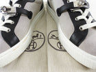 Hermes Day Grey Toile Black Leather Kelly Lock Sneakers