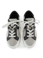 Hermes Day Grey Toile Black Leather Kelly Lock Sneakers