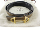 Hermes Etoupe / Black Epsom Leather Reversible Gamma Belt GHW - 85