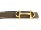 Hermes Etoupe / Black Epsom Leather Reversible Gamma Belt GHW - 85