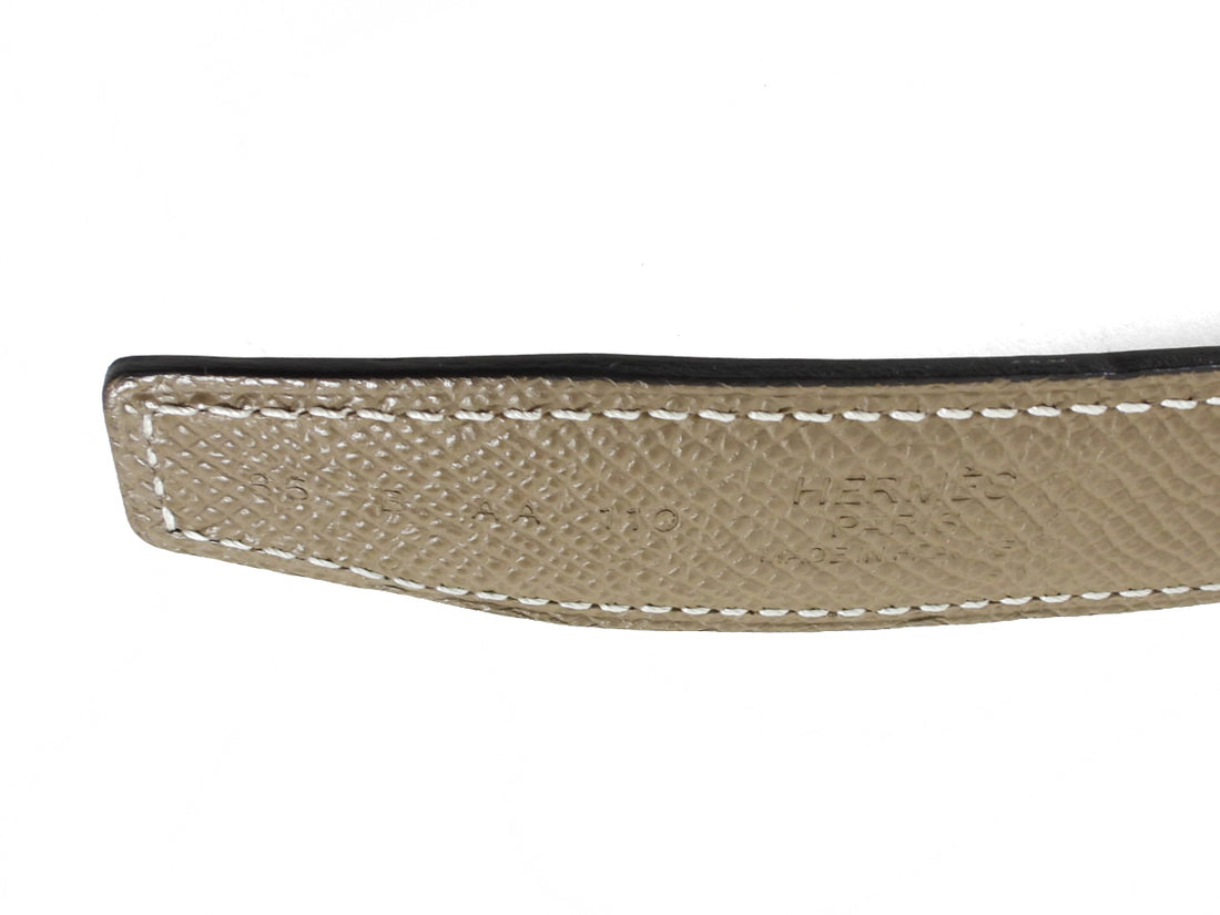 Hermes Etoupe / Black Epsom Leather Reversible Gamma Belt GHW - 85