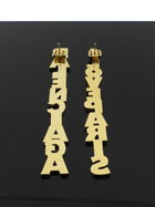 Balenciaga Goldtone Mismatched I Love Paris / Logo Long Drop Earrings