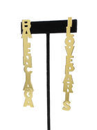 Balenciaga Goldtone Mismatched I Love Paris / Logo Long Drop Earrings