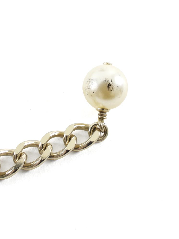 Chanel 16B Light Goldtone Faux Pearl CC Long Sautoir Necklace