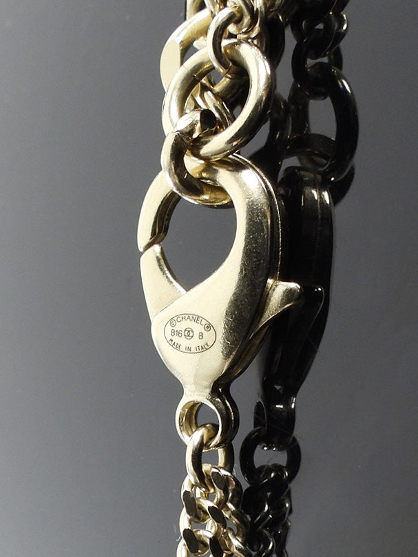 Chanel 16B Light Goldtone Faux Pearl CC Long Sautoir Necklace
