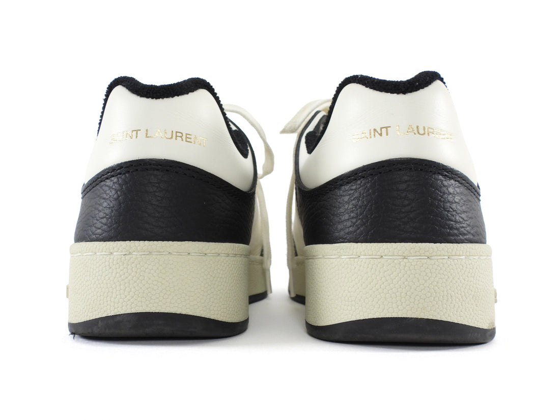 Saint Laurent SL/61 Black and White Leather Lace Up Low Top Sneakers - 37