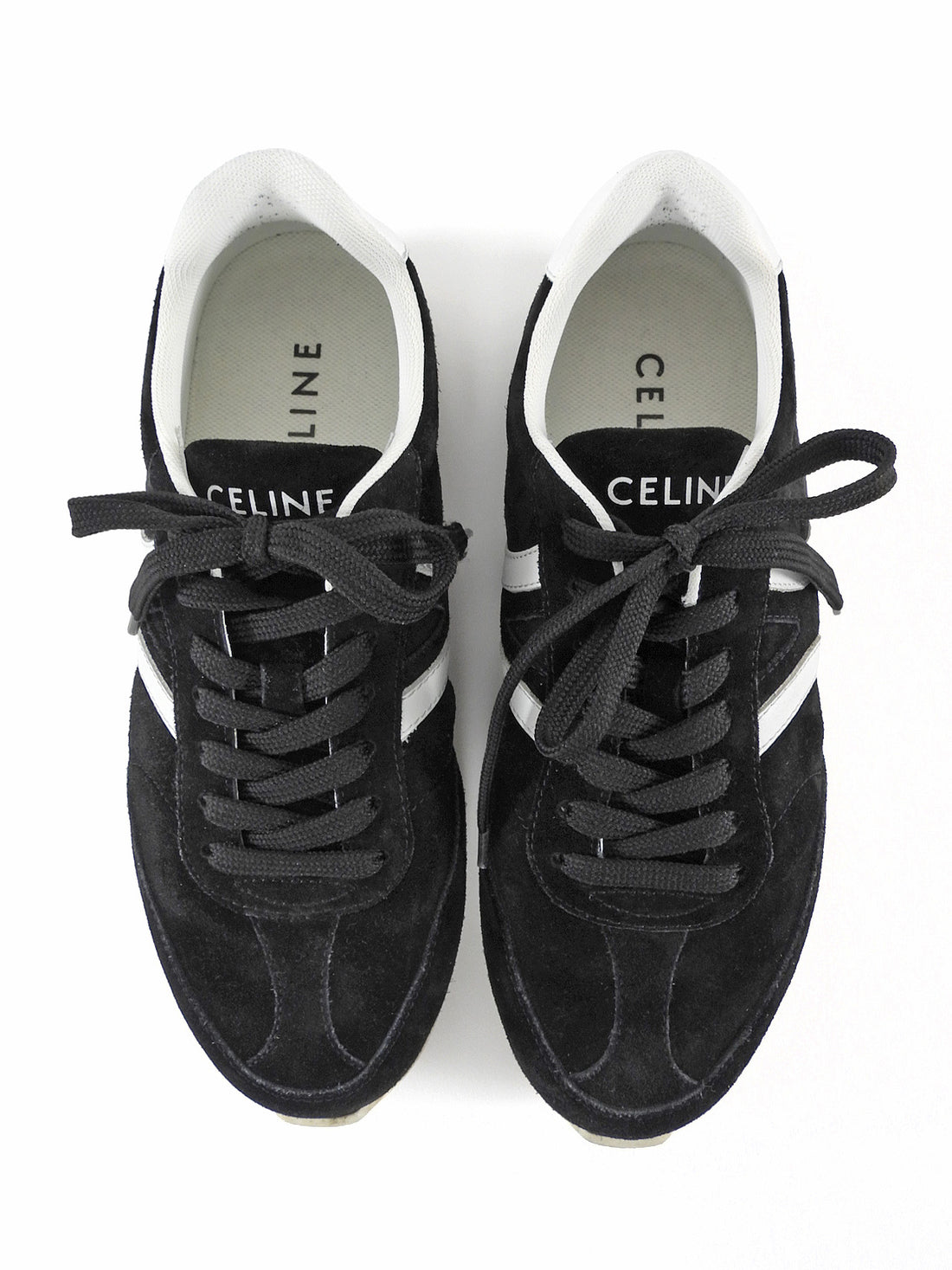 Celine Jogger with Triomphe Black and White Suede Low Top Sneakers - 37