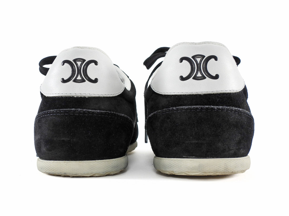 Celine Jogger with Triomphe Black and White Suede Low Top Sneakers - 37