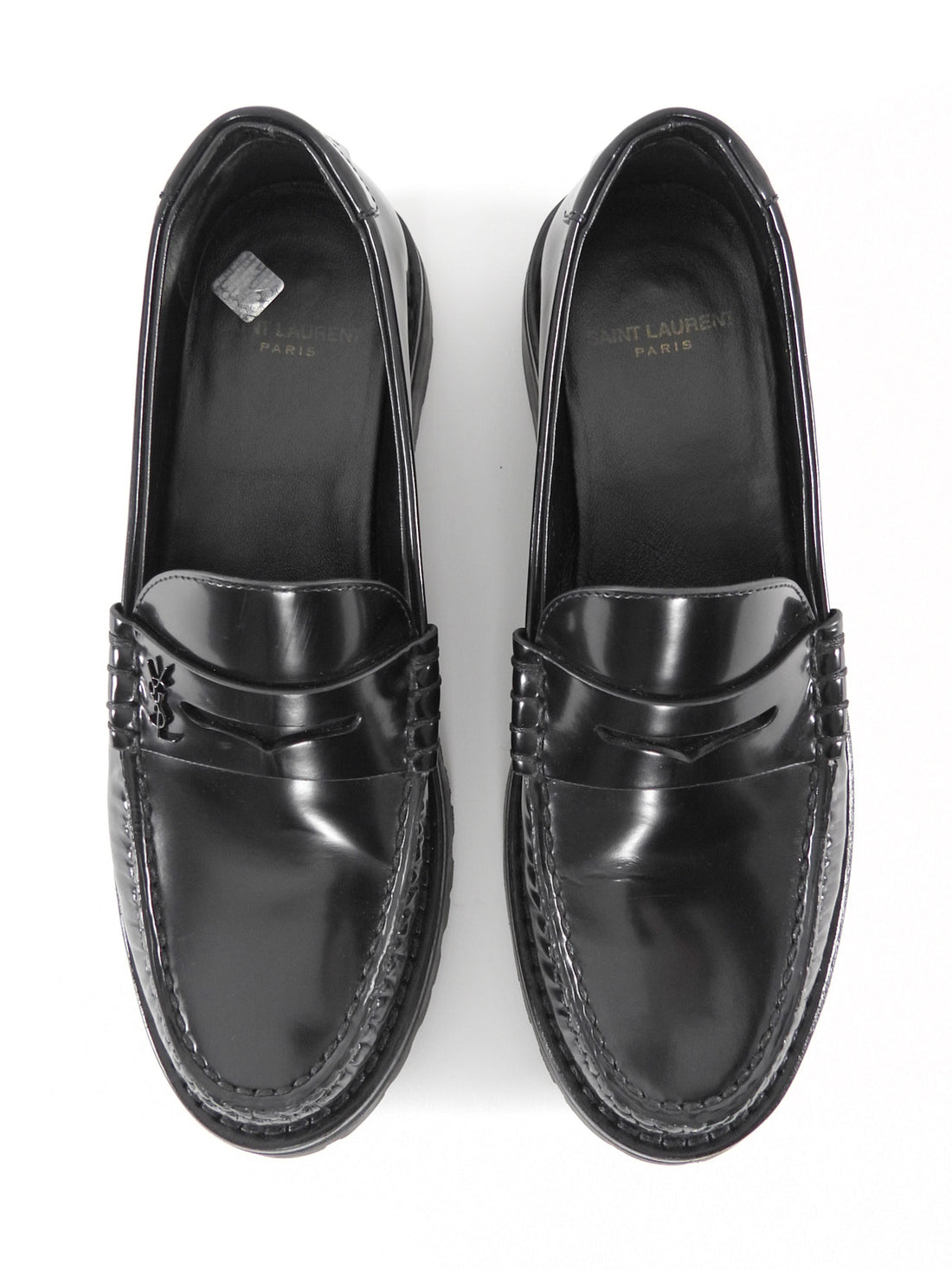 Saint Laurent Black Glossed Leather Le Loafer 15 Shoes - 37