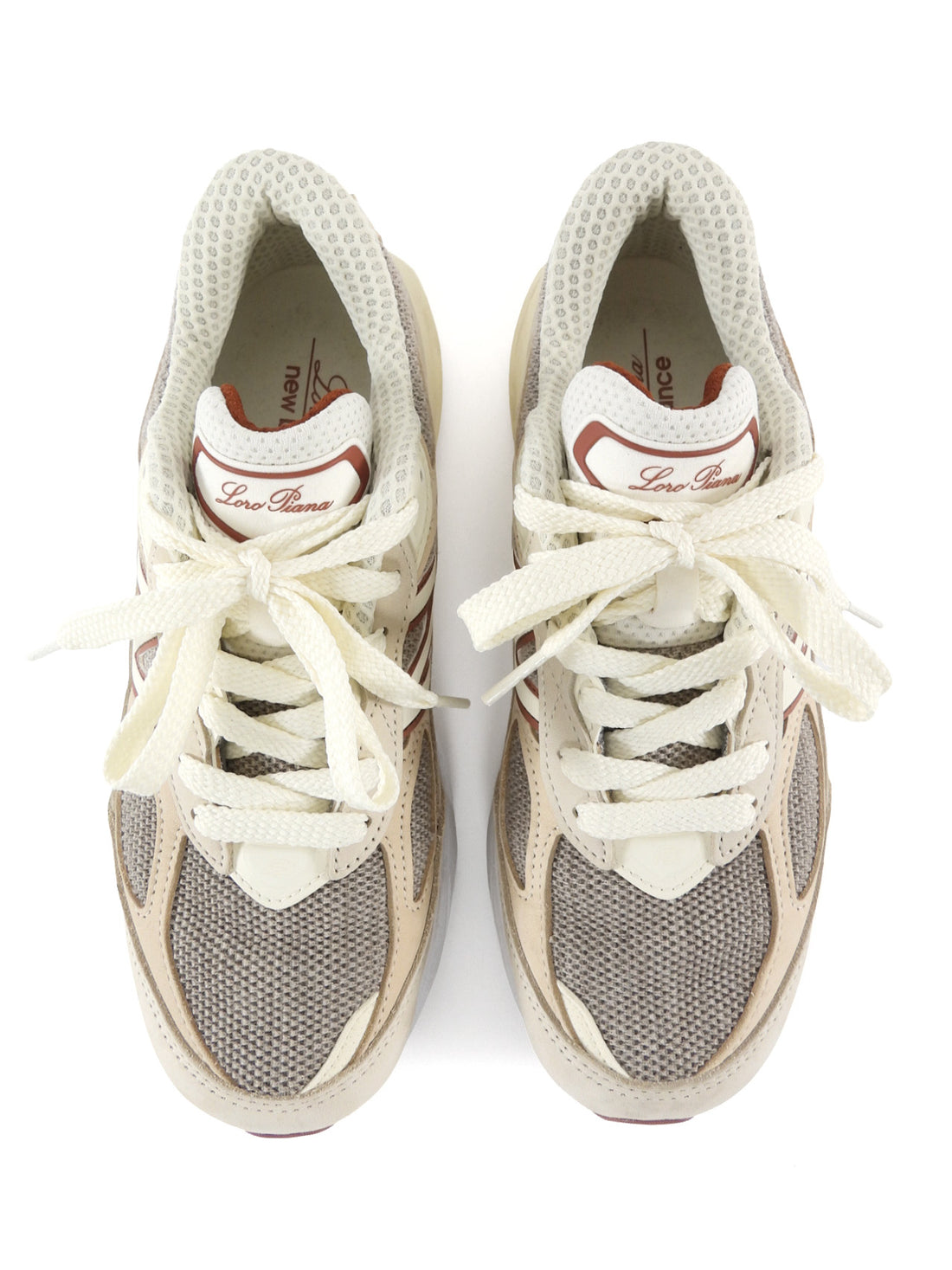 New Balance x Loro Piana 990v6 Raw Cashew Beige Suede Mesh Sneakers - 37.5
