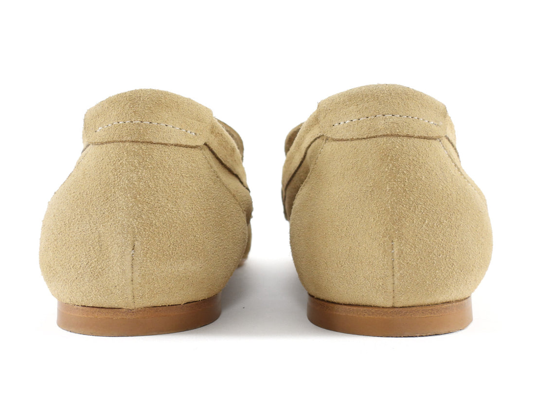 Jamie Haller Beige Soft Suede Flat Penny Loafers - 36
