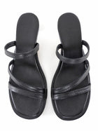 Lauren Manoogian Black Grained Leather Strappy Line Low Kitten Heel Sandals - 37