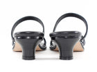 Lauren Manoogian Black Grained Leather Strappy Line Low Kitten Heel Sandals - 37
