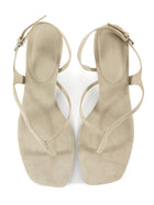 Black Suede Studio Mehak 35 Beige Suede Kitten Heel Thong Sandals - 37