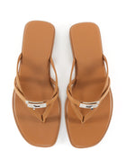 Hermes Miss Mini Kelly Lock Tan Calfskin Flat Strappy Sandal - 37
