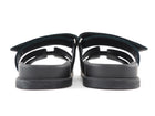 Hermes Chypre Black and Green Velvet Two Tone Flat Sandal - 37.5 / US 7