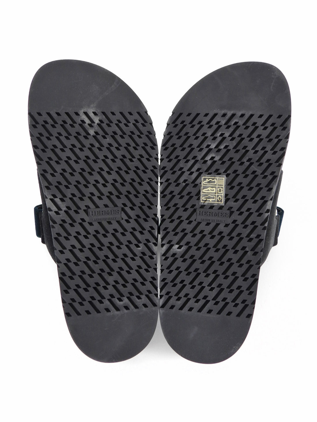 Hermes Chypre Black and Green Velvet Two Tone Flat Sandal - 37.5 / US 7