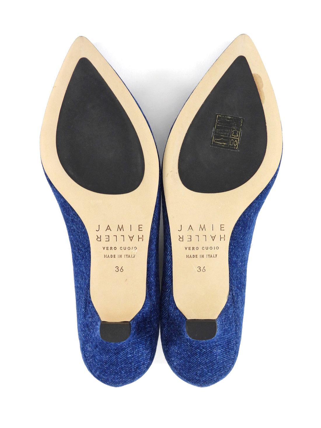 Jamie Haller Blue Denim Kitten Heel Pointed Pumps - 36