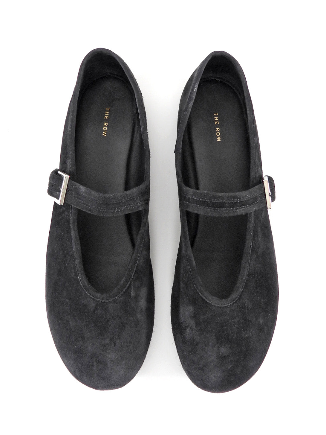 The Row Boheme Black Suede Mary Jane Flat Shoes - 36.5