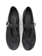 The Row Boheme Black Suede Mary Jane Flat Shoes - 36.5