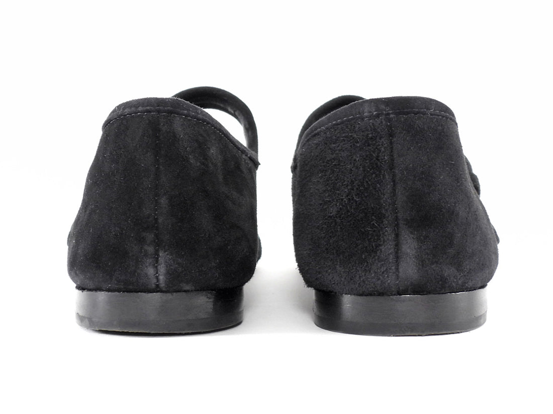 The Row Boheme Black Suede Mary Jane Flat Shoes - 36.5