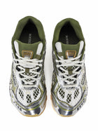 Bottega Veneta Orbit Green and Silver Metallic Combo White Mesh Sneakers - 40