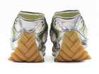 Bottega Veneta Orbit Green and Silver Metallic Combo White Mesh Sneakers - 40