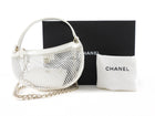 Chanel 2025 White Mesh Shiny Lambskin Chain Hobo Bag