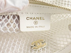 Chanel 2025 White Mesh Shiny Lambskin Chain Hobo Bag
