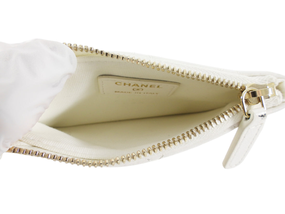 Chanel 2025 White Mesh Shiny Lambskin Chain Hobo Bag