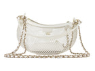 Chanel 2025 White Mesh Shiny Lambskin Chain Hobo Bag