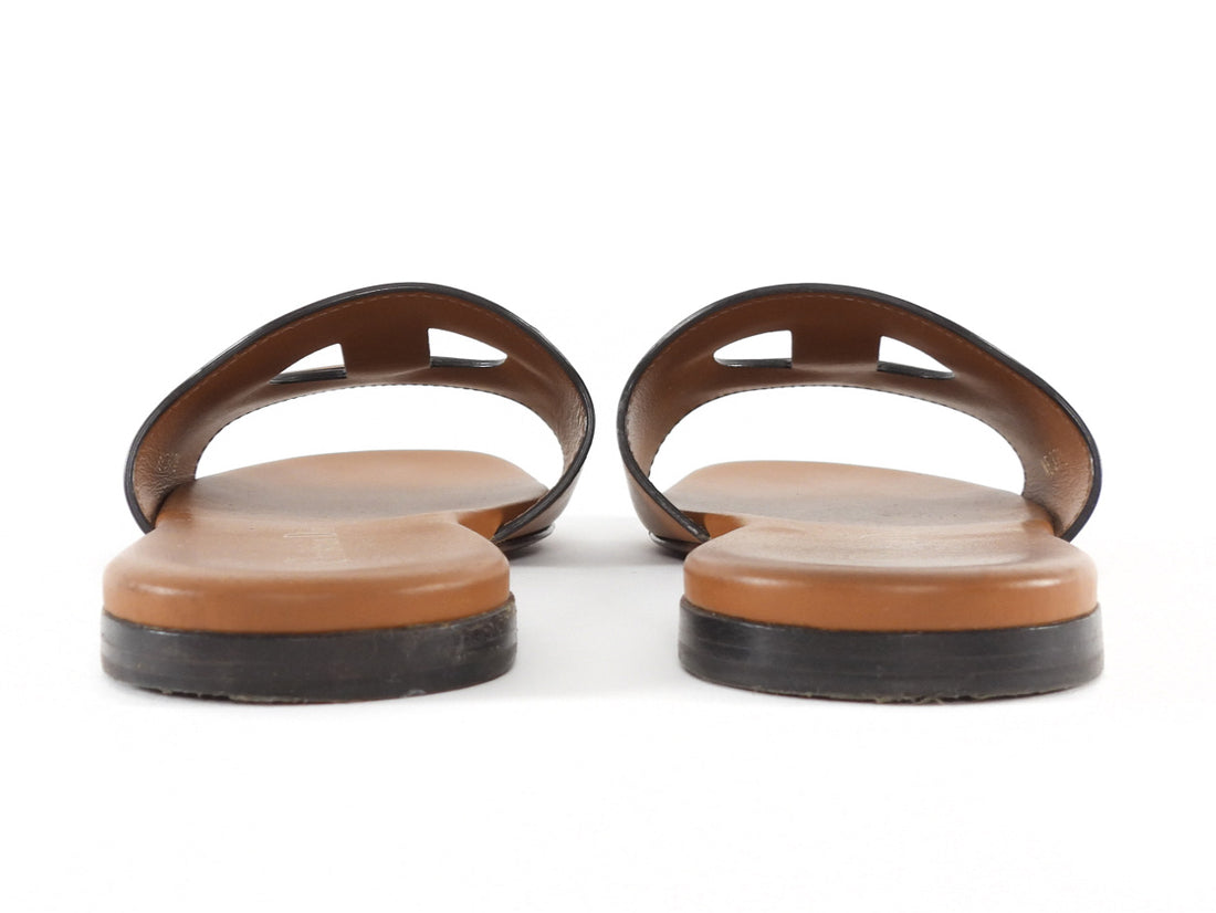 Christian Dior D-Club Brown Calfskin Leather Flat Mule Slide Sandals - 37.5
