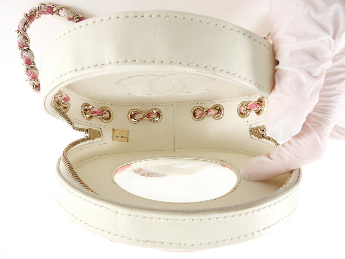 Chanel 2019 C Runway Pink and White La Pausa Lifesaver Round Bag