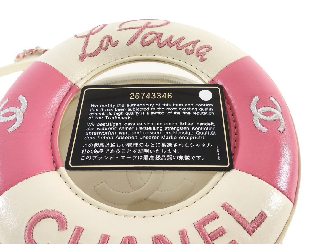 Chanel 2019 C Runway Pink and White La Pausa Lifesaver Round Bag