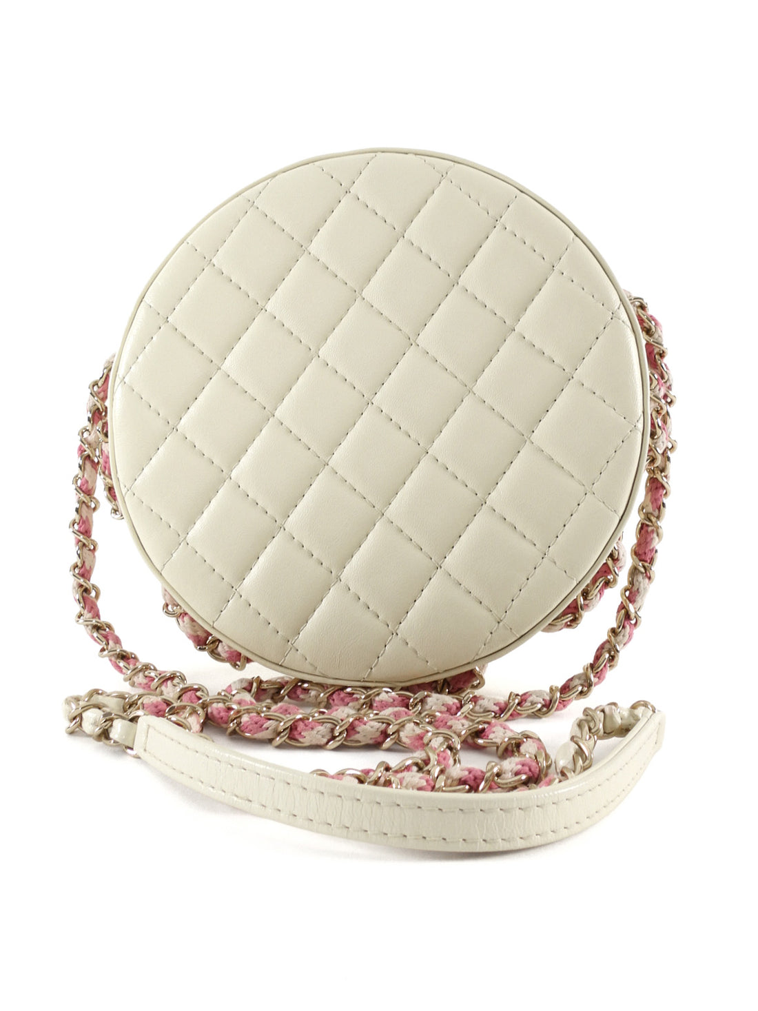 Chanel 2019 C Runway Pink and White La Pausa Lifesaver Round Bag