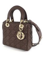 Dior Brown Cannage Quilted Leather Small Lady Dior Bag