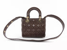 Dior Brown Cannage Quilted Leather Small Lady Dior Bag