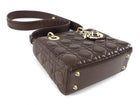 Dior Brown Cannage Quilted Leather Small Lady Dior Bag