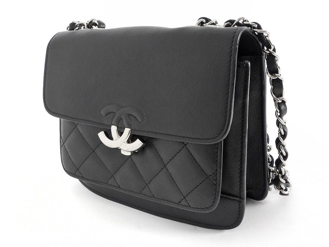 Chanel Small Black Calfskin CC Box Flap Bag