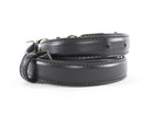 Versace Black Leather Goldtone Text Logo Buckle Belt 115/46