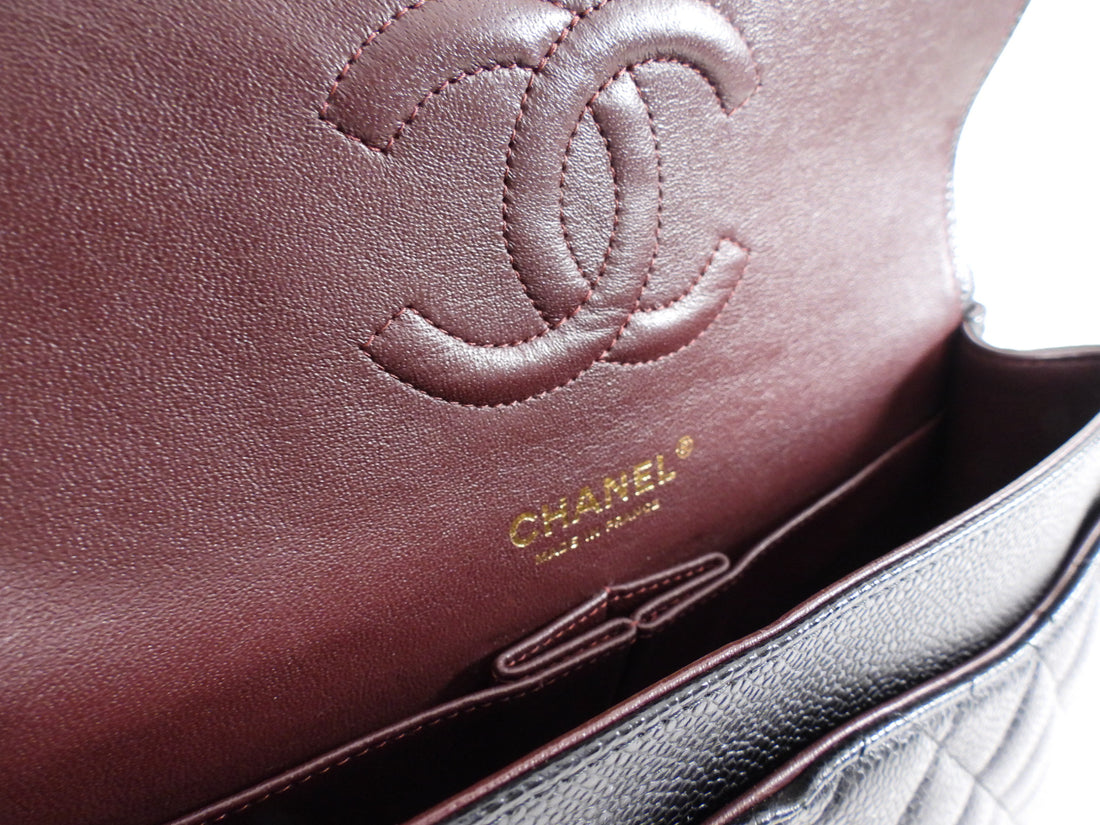 Chanel Black Caviar Quilted Leather Medium Classic Double Flap Bag GHW