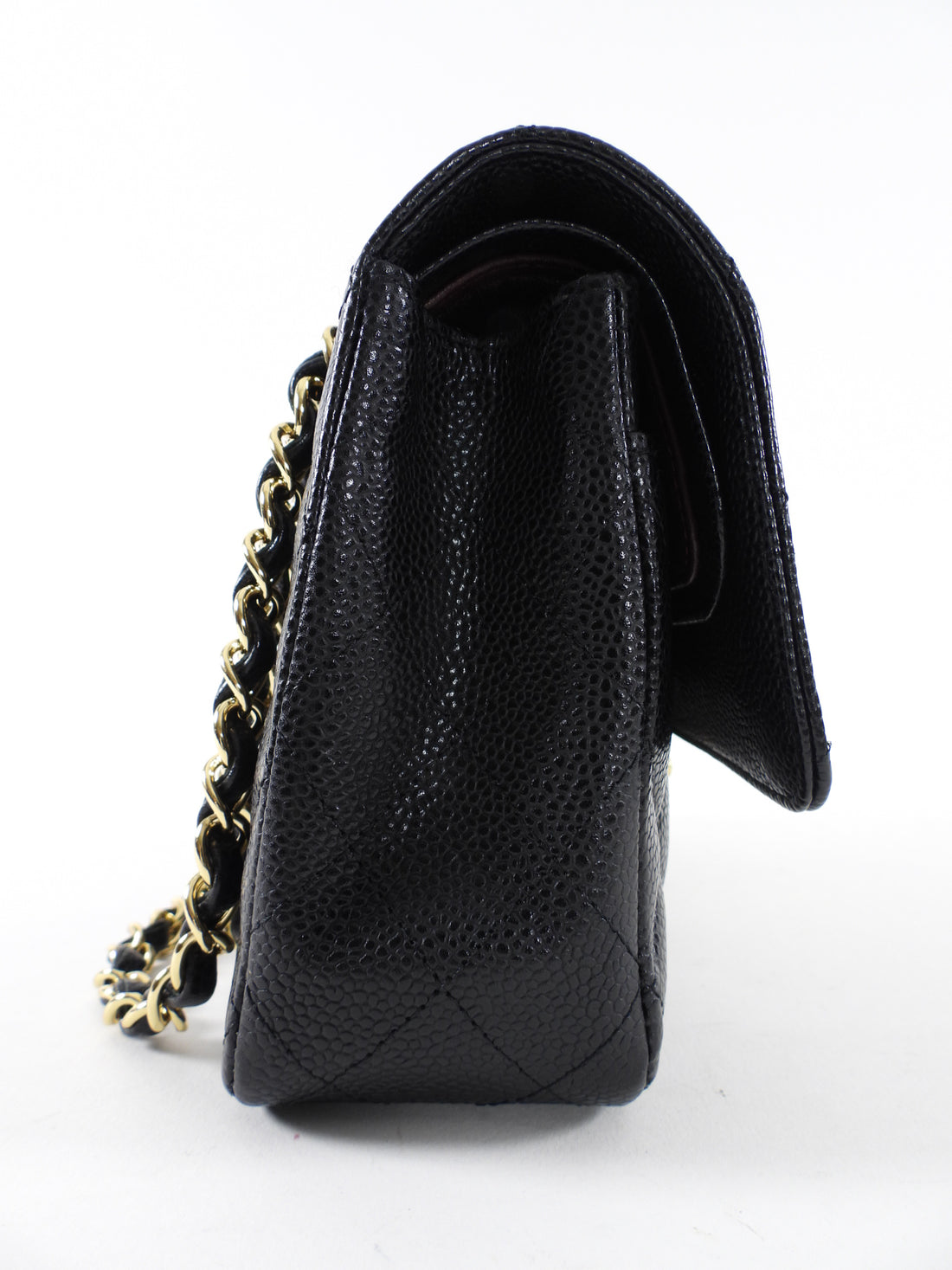 Chanel Black Caviar Quilted Leather Medium Classic Double Flap Bag GHW