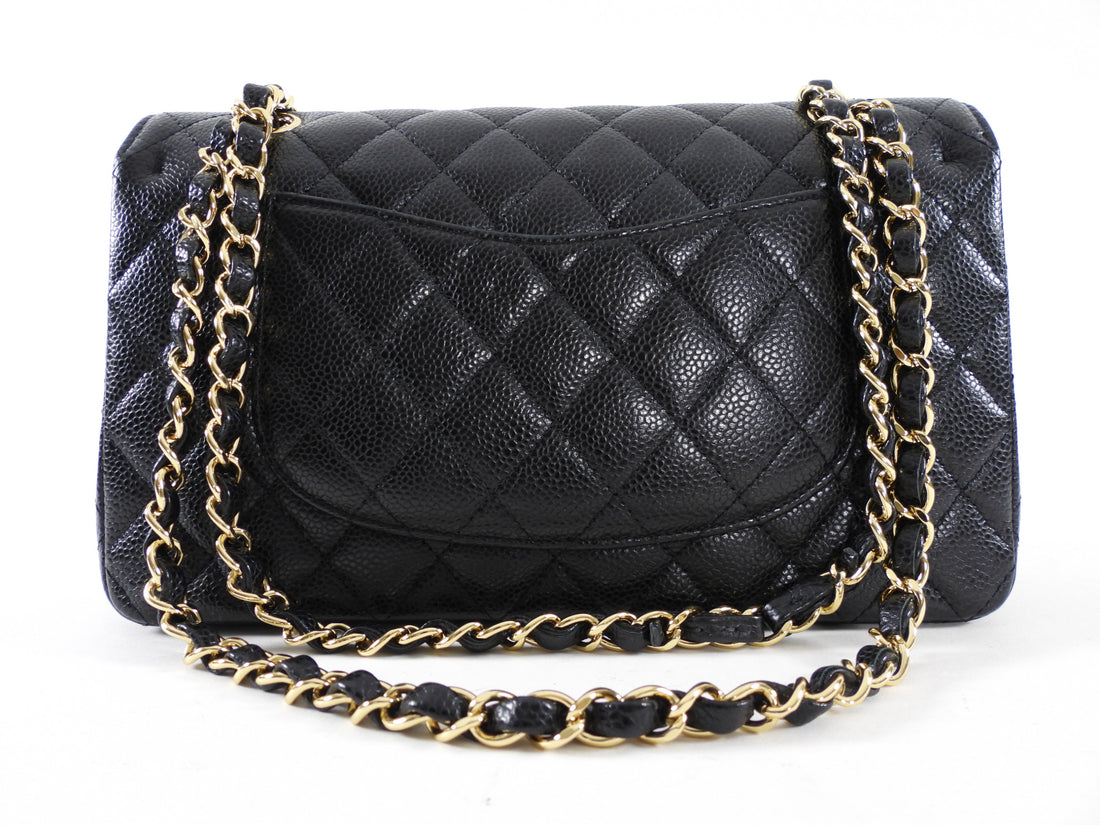 Chanel Black Caviar Quilted Leather Medium Classic Double Flap Bag GHW