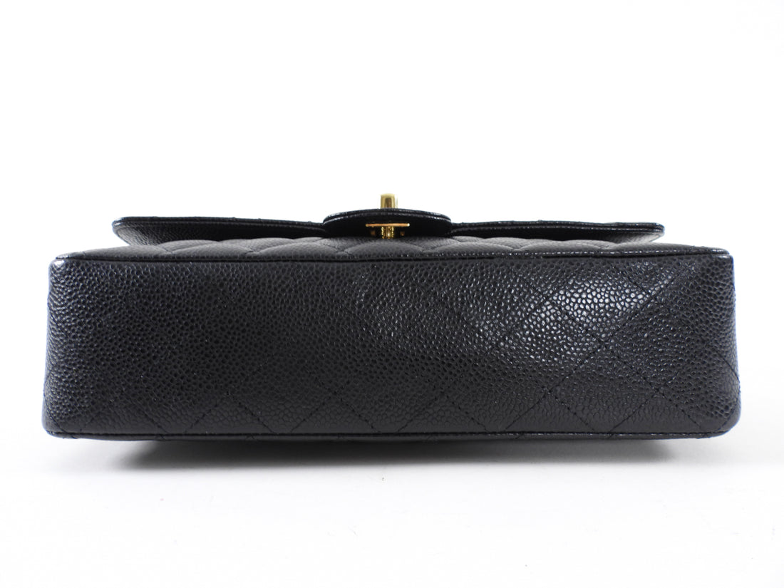Chanel Black Caviar Quilted Leather Medium Classic Double Flap Bag GHW