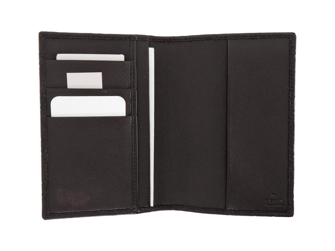 Gucci Dark Brown Guccissima Monogram Leather Bifold Passport Holder