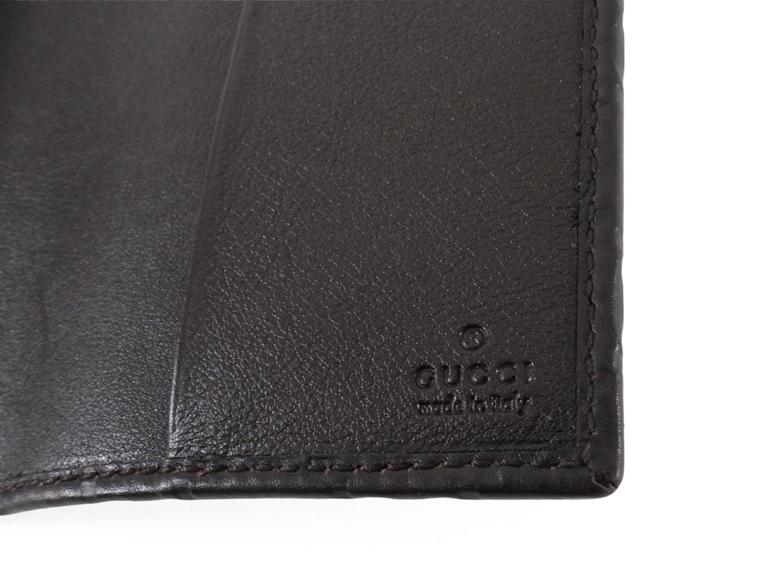 Gucci Dark Brown Guccissima Monogram Leather Bifold Passport Holder