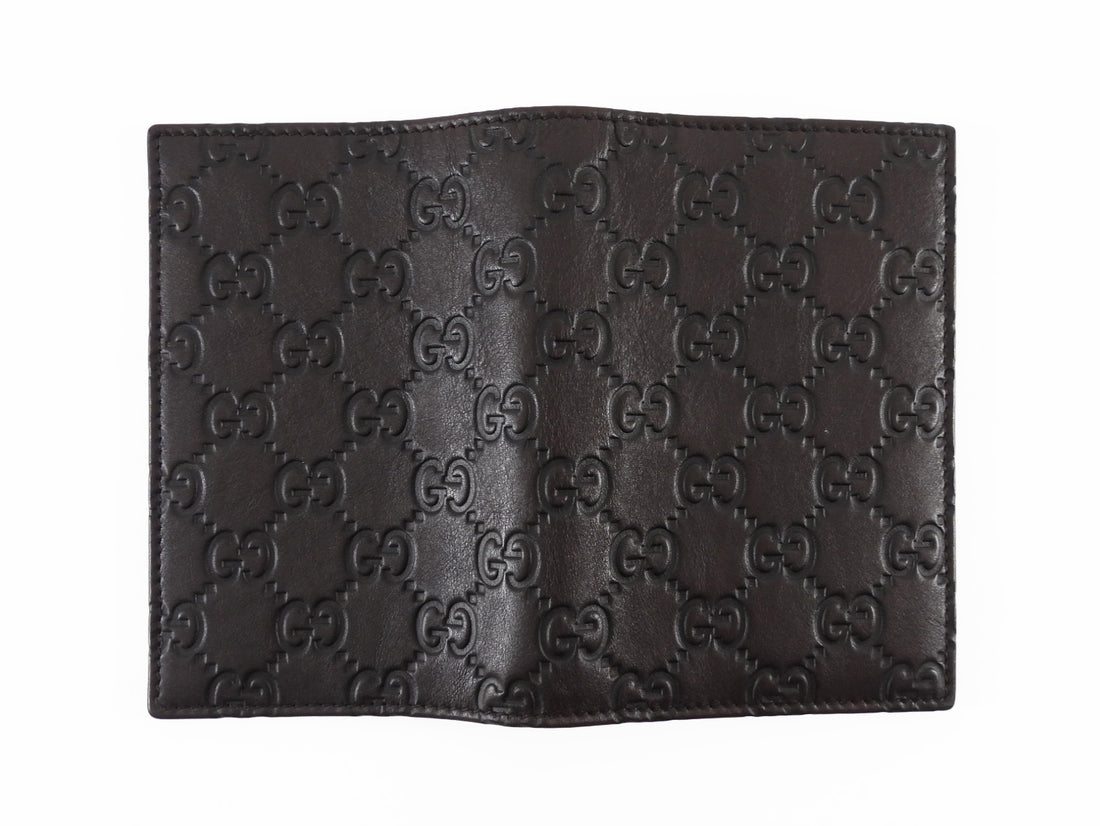 Gucci Dark Brown Guccissima Monogram Leather Bifold Passport Holder