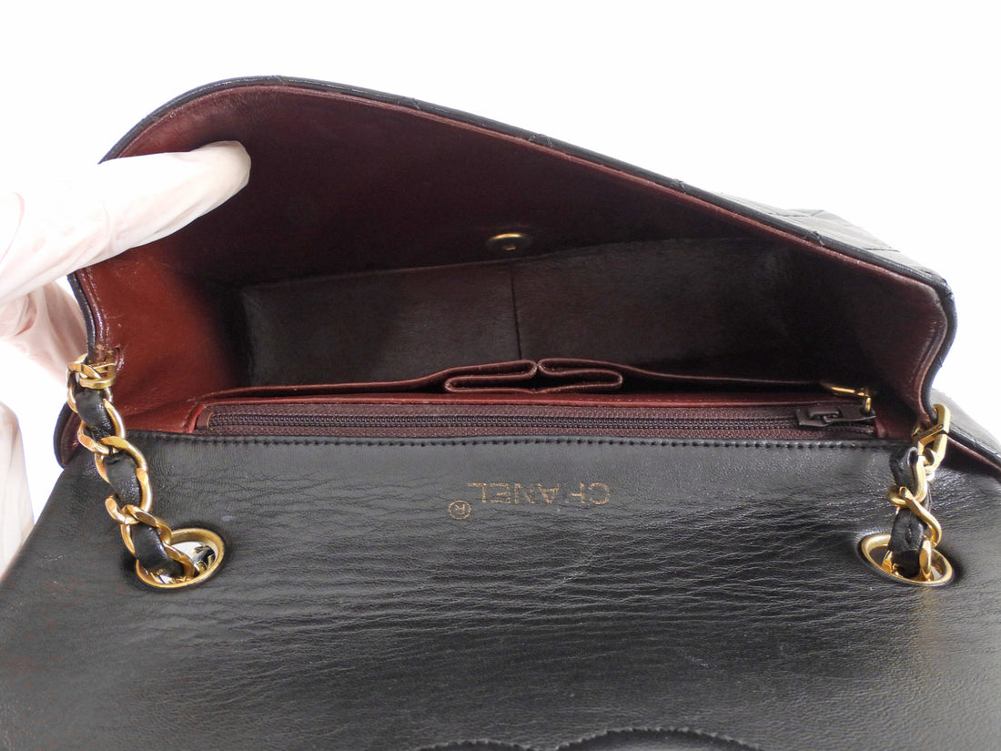 Chanel Vintage 1989 Classic Medium Black Leather Full Flap Bag