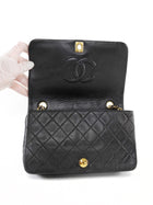 Chanel Vintage 1989 Classic Medium Black Leather Full Flap Bag