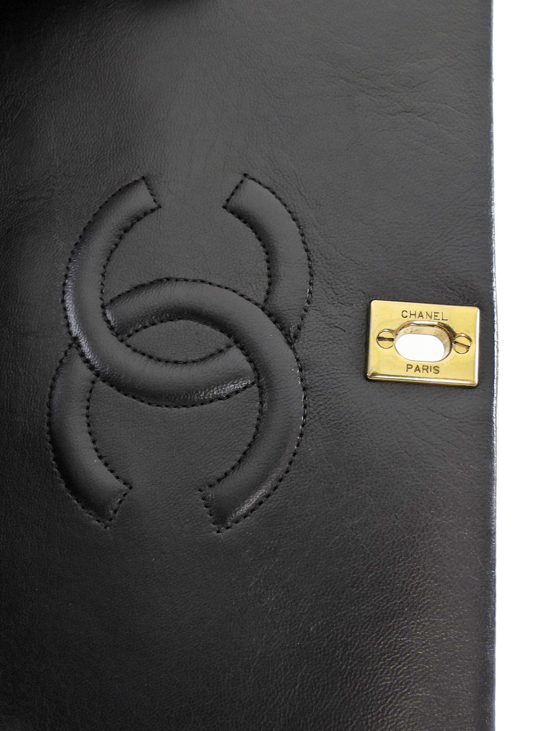 Chanel Vintage 1989 Classic Medium Black Leather Full Flap Bag
